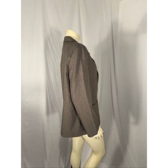 Vintage Alfred Dunner Houndstooth Blazer – Brown & Blue Check, Made in USA, Size - Picture 6 of 10
